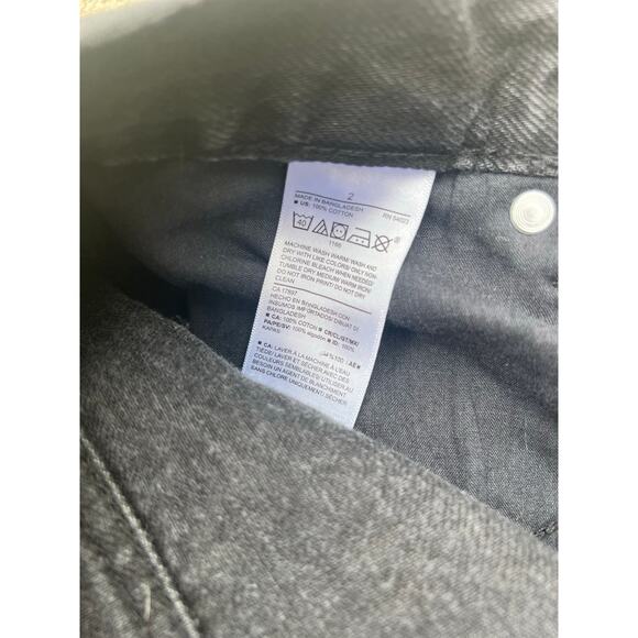 Old Navy Pants Women Size 2 Black High Rise Slouchy Straight Jeans Button Fly - Picture 6 of 7